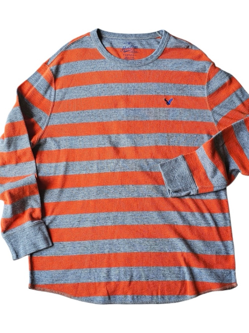 American Eagle Heritage Thermal Striped Waffle Knit Grunge Y2K Shirt 2XL